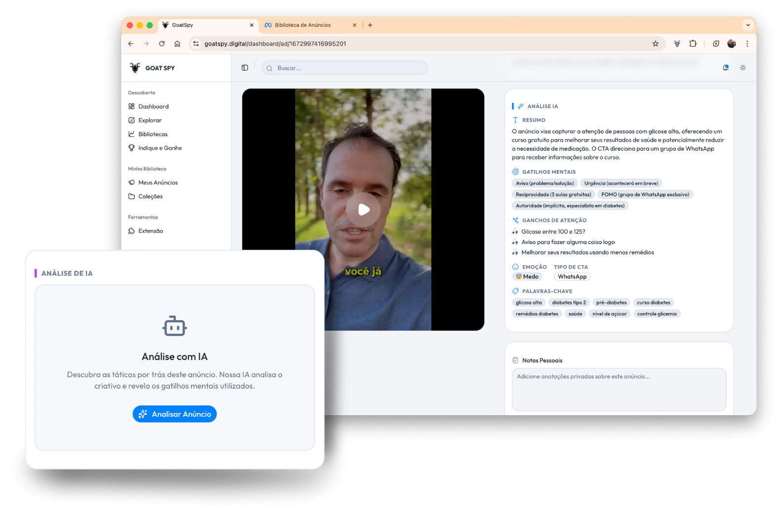Análise de IA e Transcrição